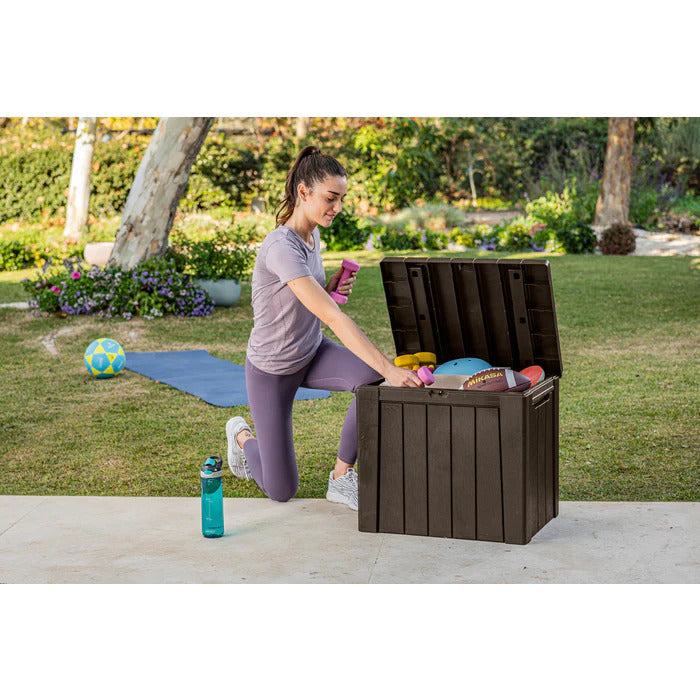 Keter Pacific Sun Loungers 2 Pack with Urban Storage Side Table -Brown