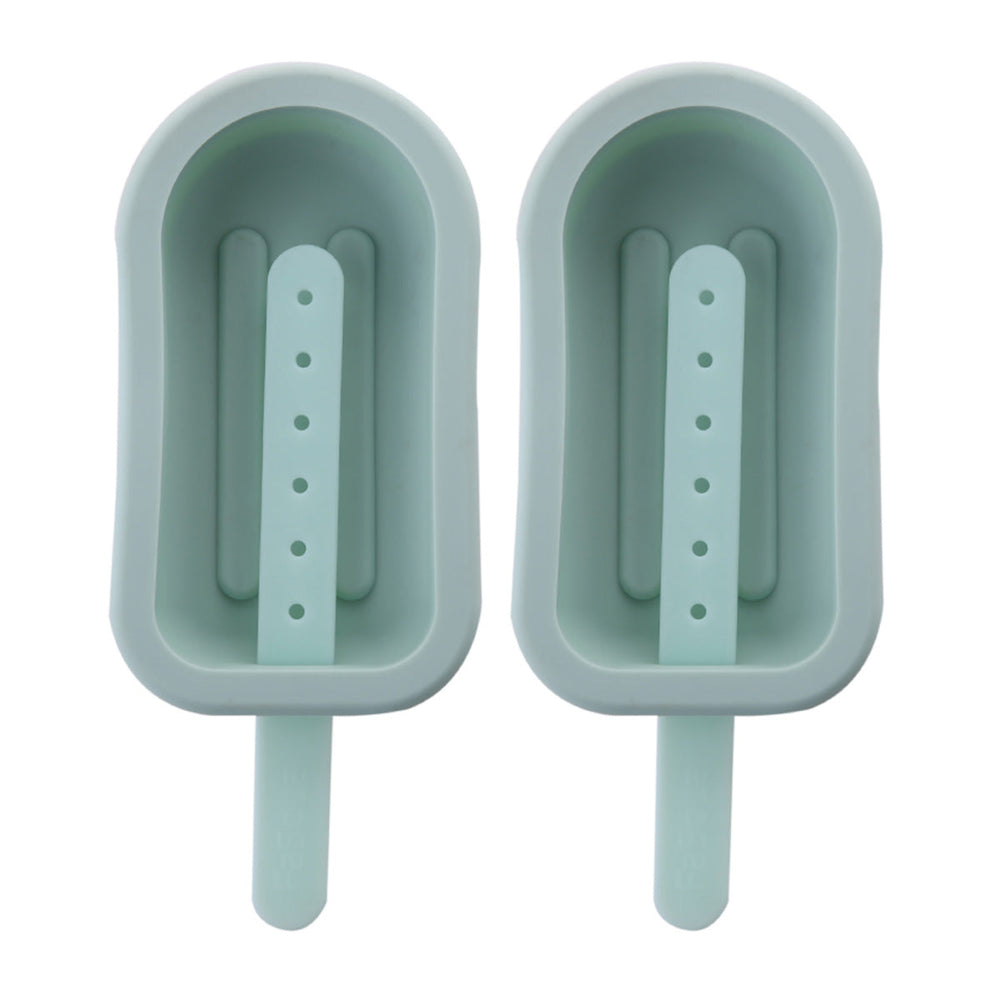 Fasola Cartoon Shape Ice Cream Mold Food Grade Silicone With Lid Small Regular Model Olive Green 13.5*6*2.3cmx2pack