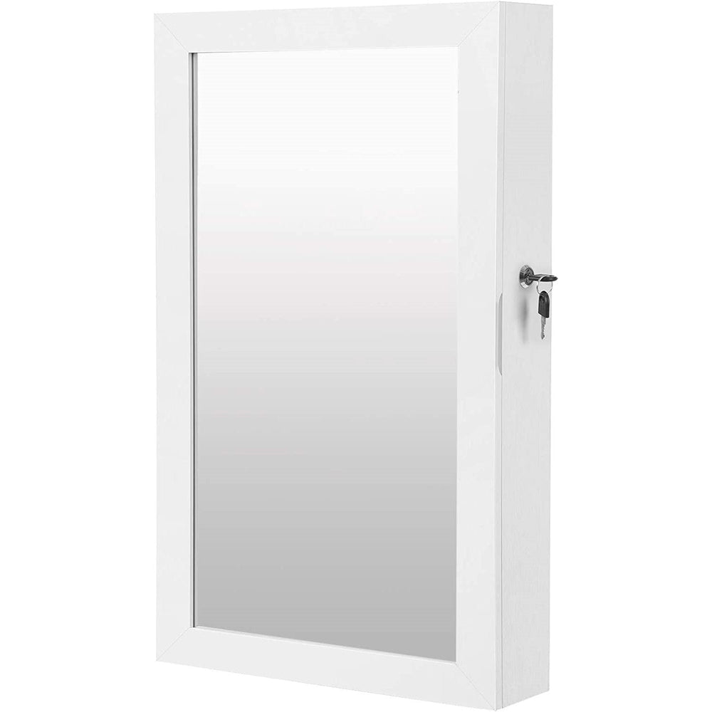 SONGMICS Lockable Jewelry Cabinet Armoire with Mirror White