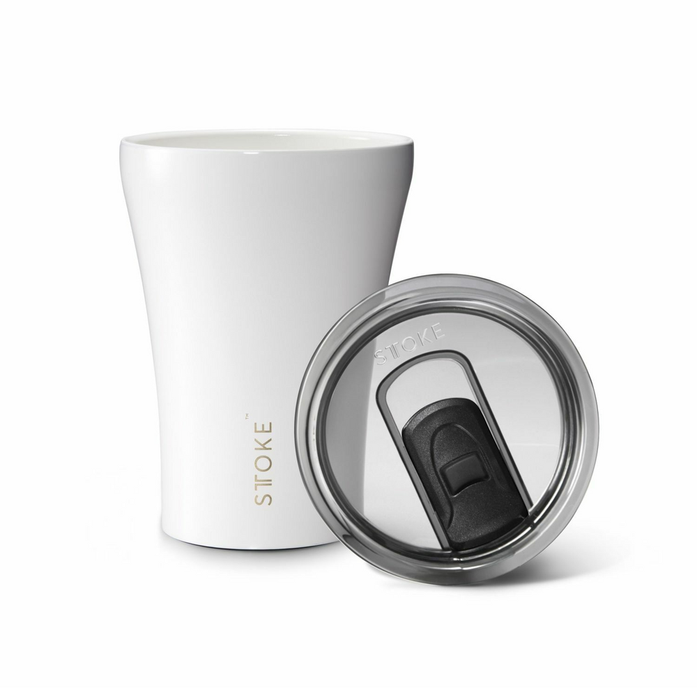 STTOKE Ceramic Reusable Cup 8oz White Coffee Mug Hot and Cold