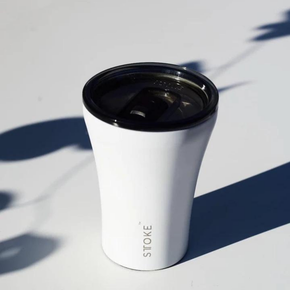 STTOKE Ceramic Reusable Cup 8oz White Coffee Mug Hot and Cold