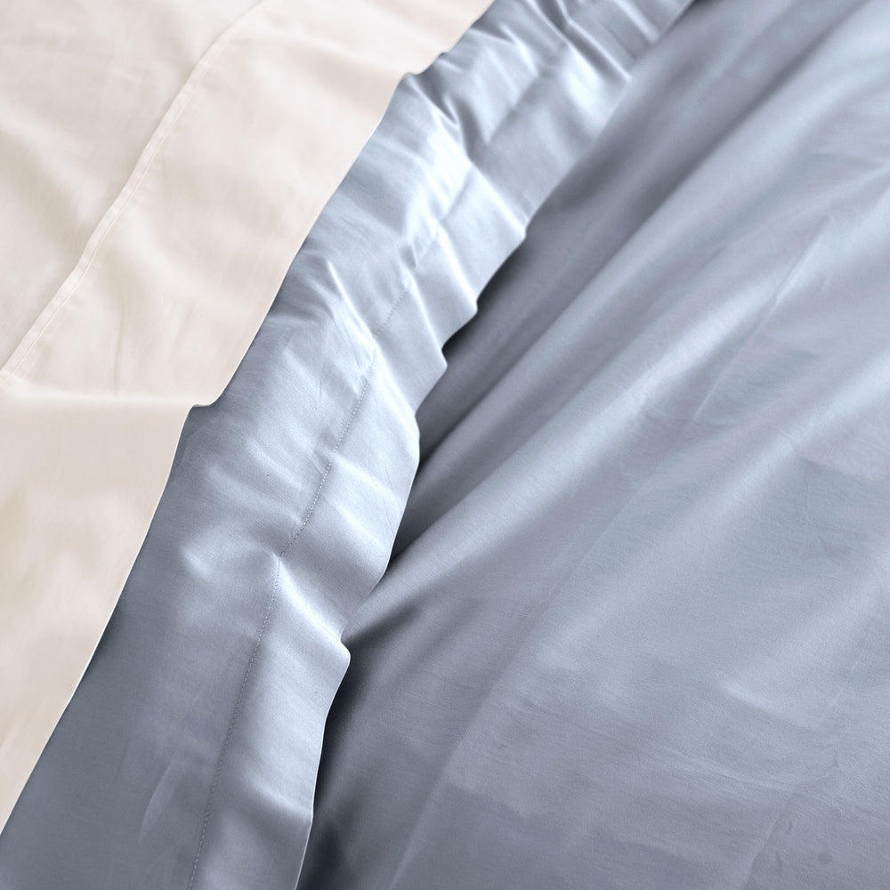 Balmain 1000 Thread Count Hotel Grade Bamboo Cotton Quilt Cover Pillowcases Set Queen Blue Fog