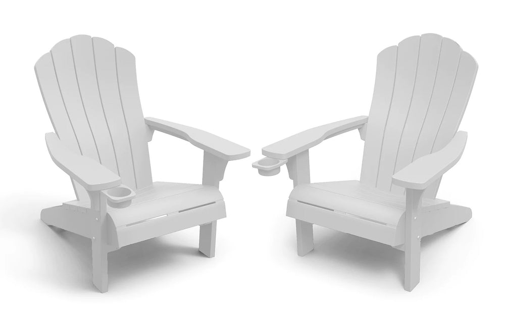 Keter Everest Adirondack Chair 2 Pack with Cup Holder - White