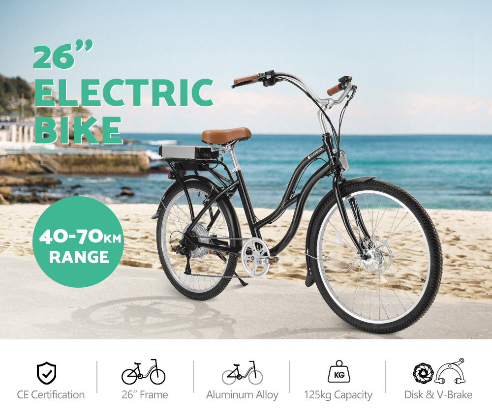 Carpat 26&quot; Beach Cruiser Electric Bike Black