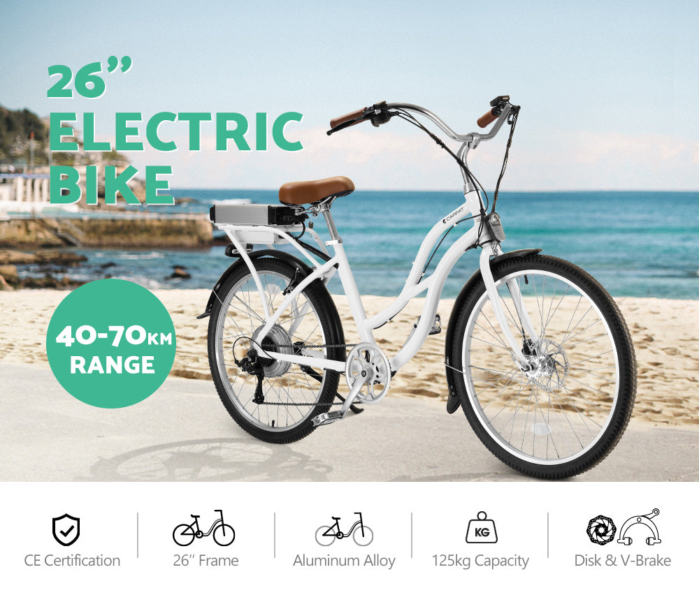 Carpat 26&quot; Beach Cruiser Electric Bike White