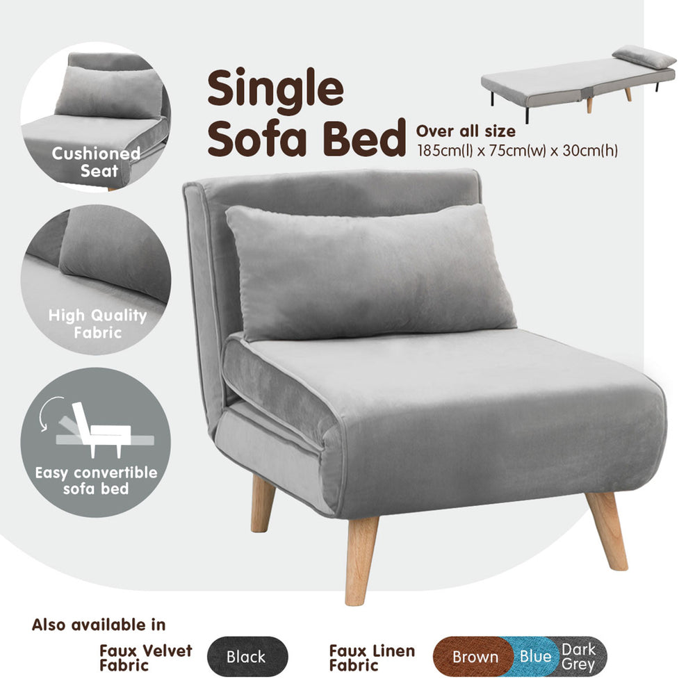 Faux Velvet Sofa Bed Chair