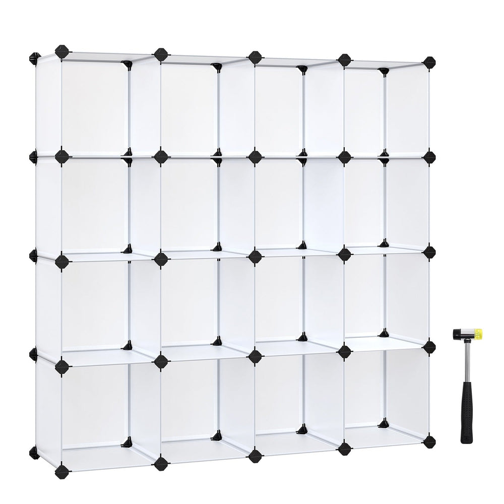 SONGMICS 16 Cube Storage Organizer Storage with Rubber Mallet White
