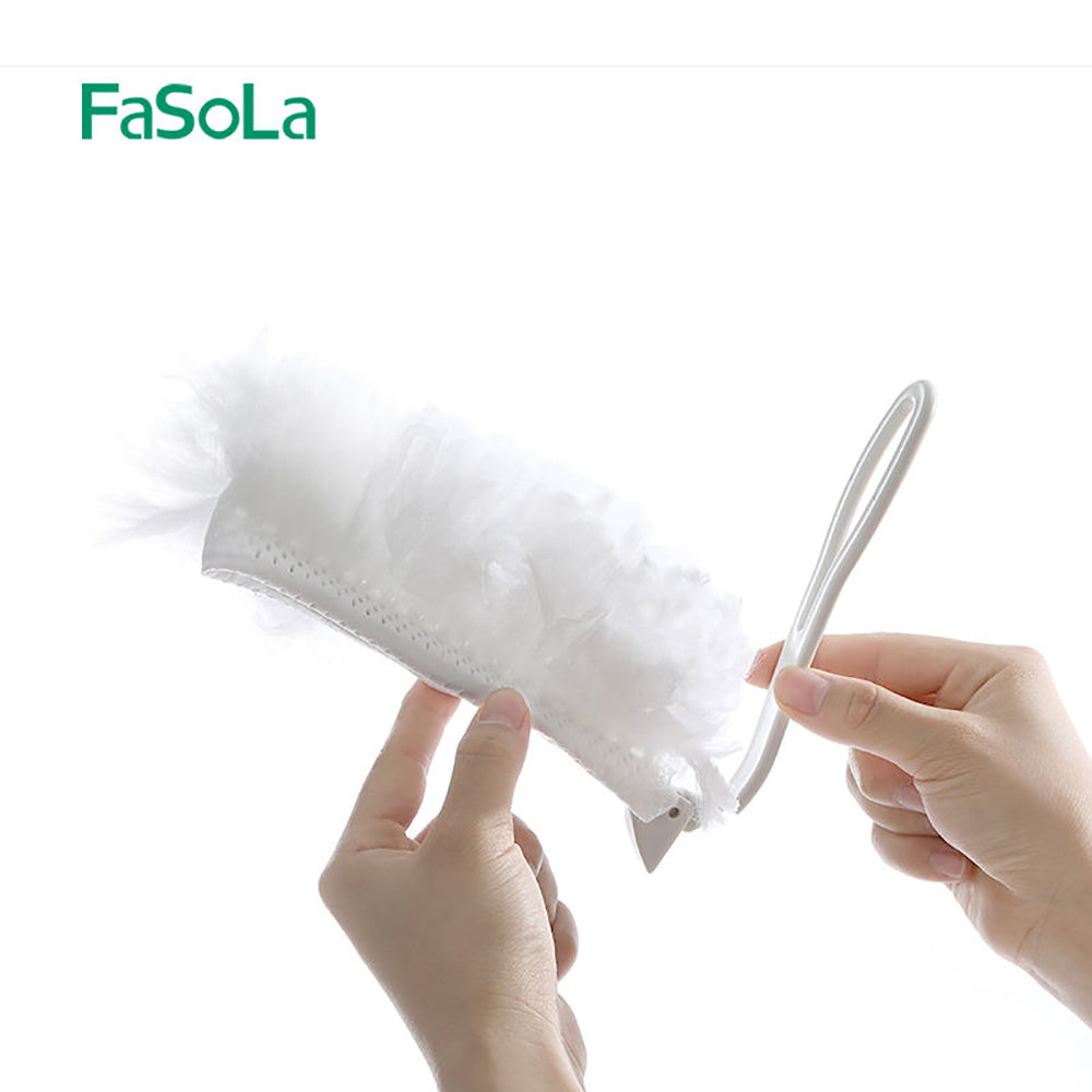 FaSoLa Disposable Dusting Duster White Flat Model Replacement Pack 10 Replacement Heads with Handle X2Pack