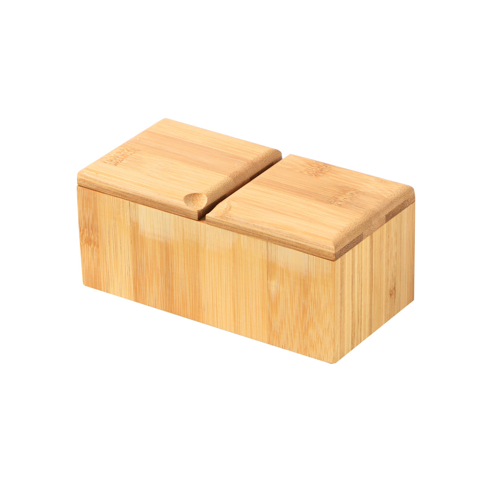 Sherwood Home Natural Bamboo Twin Salt and Pepper Spice Box - Natural - 16x7x8cm