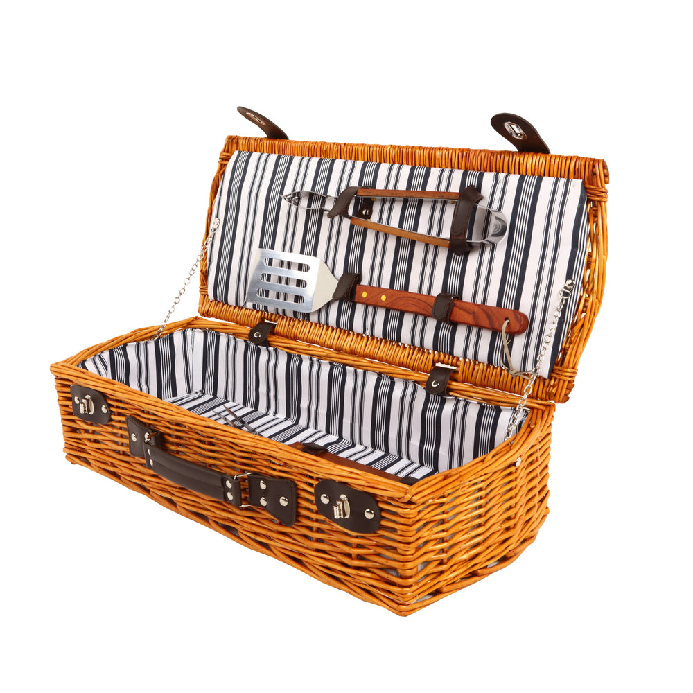 Sherwood Home Willow Brown Wicker Barbeque Set Basket - 62X26X15Cm
