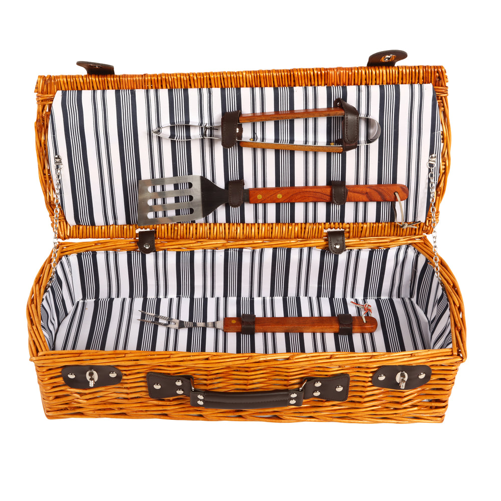 Sherwood Home Willow Brown Wicker Barbeque Set Basket - 62X26X15Cm