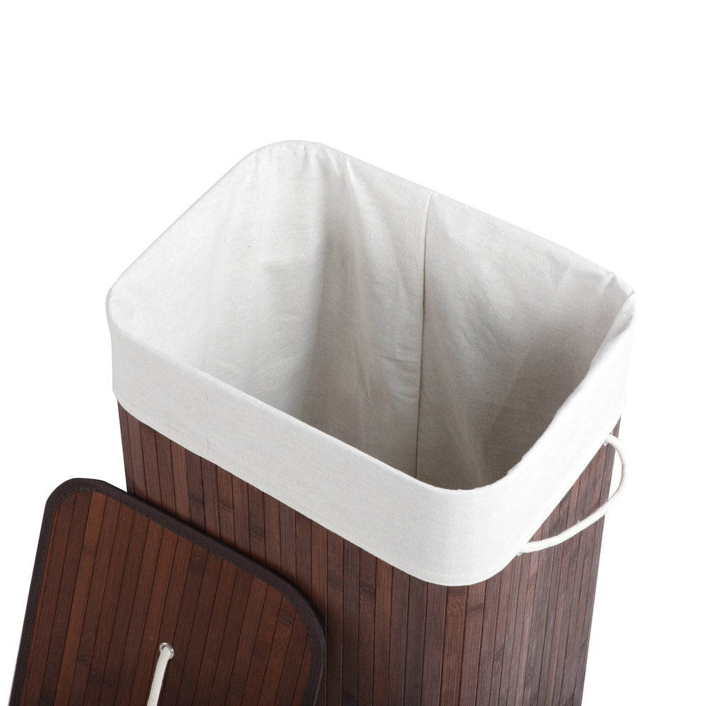 Sherwood Home Tall Rectangular Folding Bamboo Laundry Hamper with Lid - Natural Bamboo - 40x30x60cm