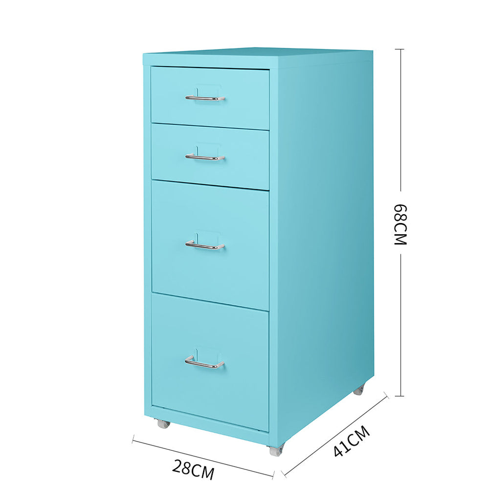 Levede 4 Drawer Office Drawers Cabinet Storage Cabinets Steel Rack Home Blue