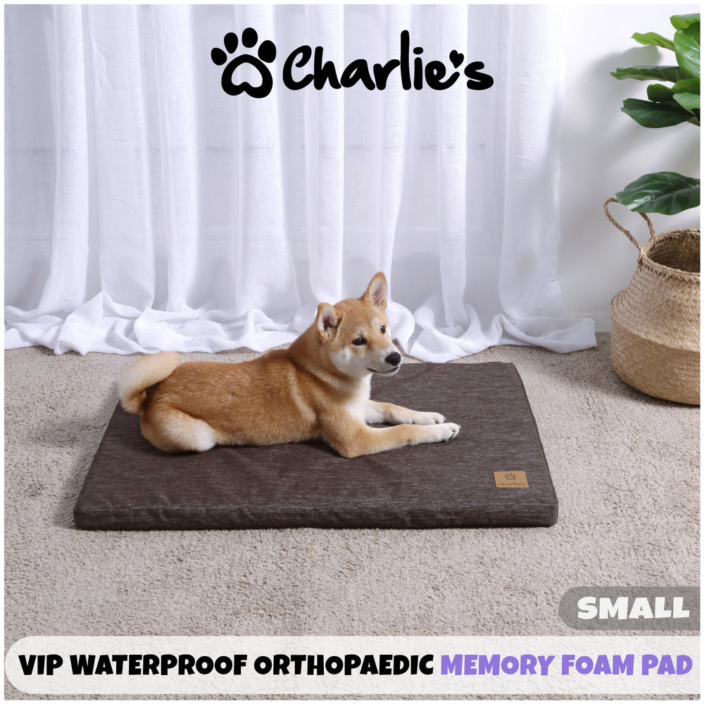 Charlie&#39;s VIP Waterproof Orthopaedic Memory Foam Pet Pad Copper Grey Small