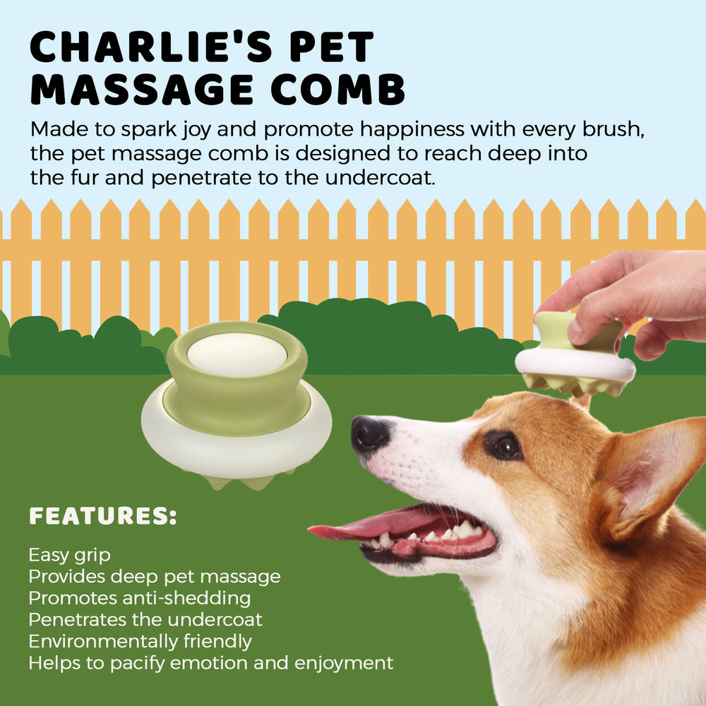 Charlie&#39;s Essential Pet Massage Comb Green