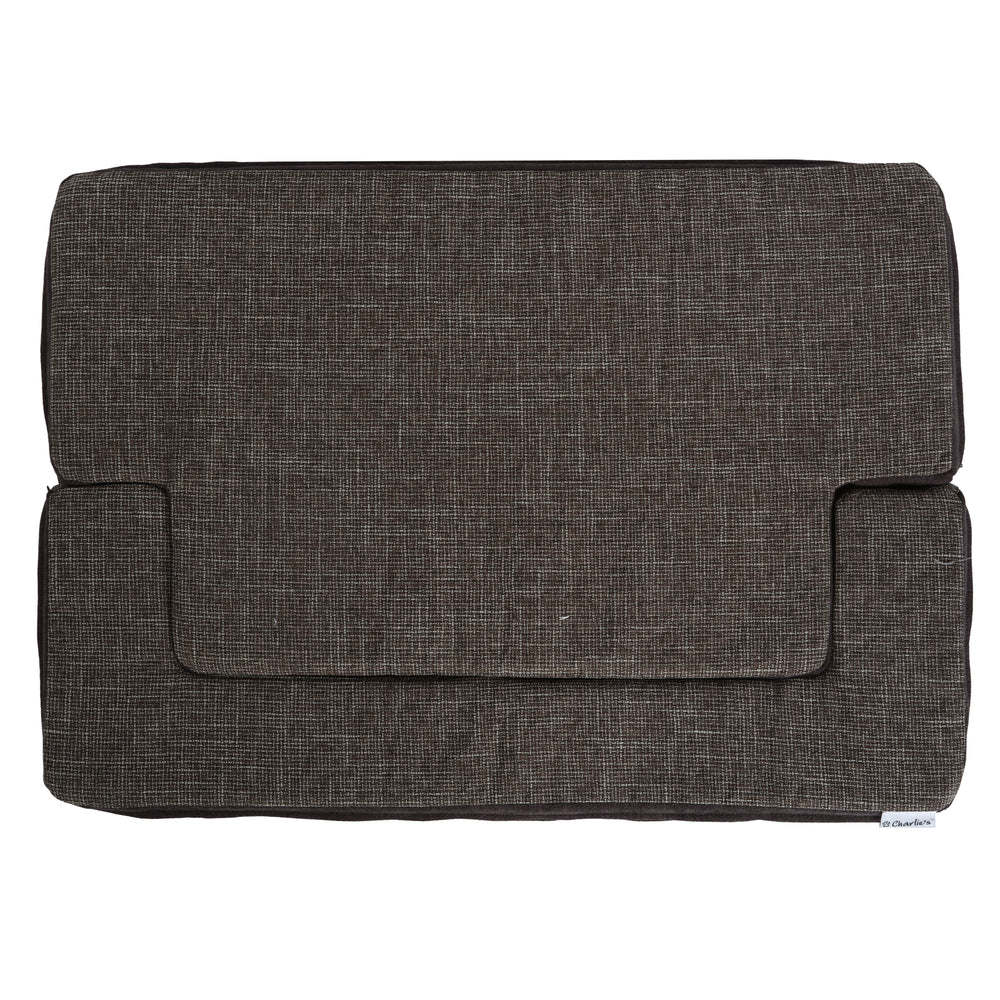 Charlie&#39;s Faux Linen Bolstered 2 in 1 Pet Sofa and Mattress Brown 100x75x8cm