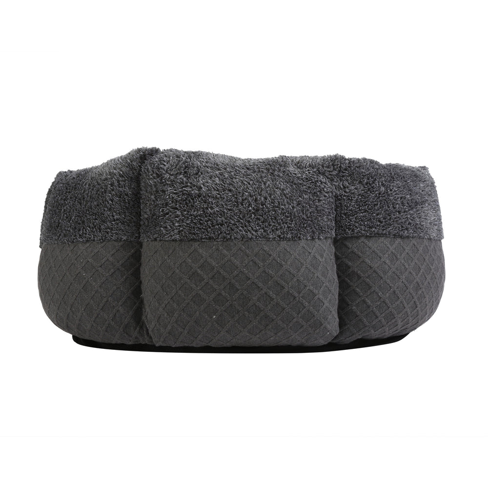 Charlie&#39;s Pet Faux Fur Calming Bed With Bolster Round Grey D90*40Cm