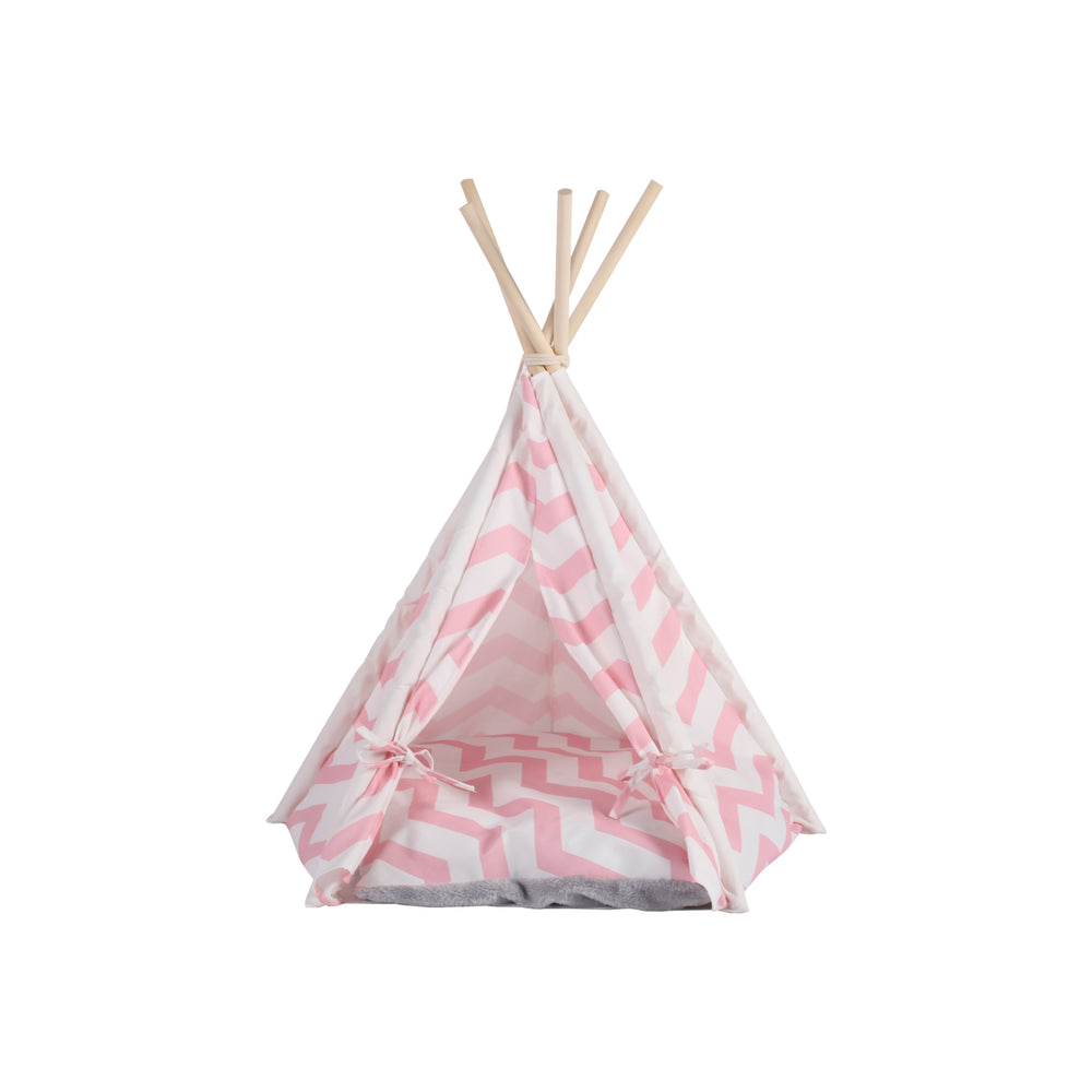 Charlie&#39;s Pet Teepee Tent Zig Zag Pink Wave Extra Large