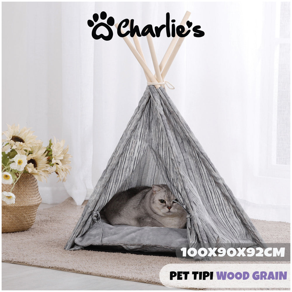 Charlie&#39;s Pet Teepee Tent Wood Grain Extra Large