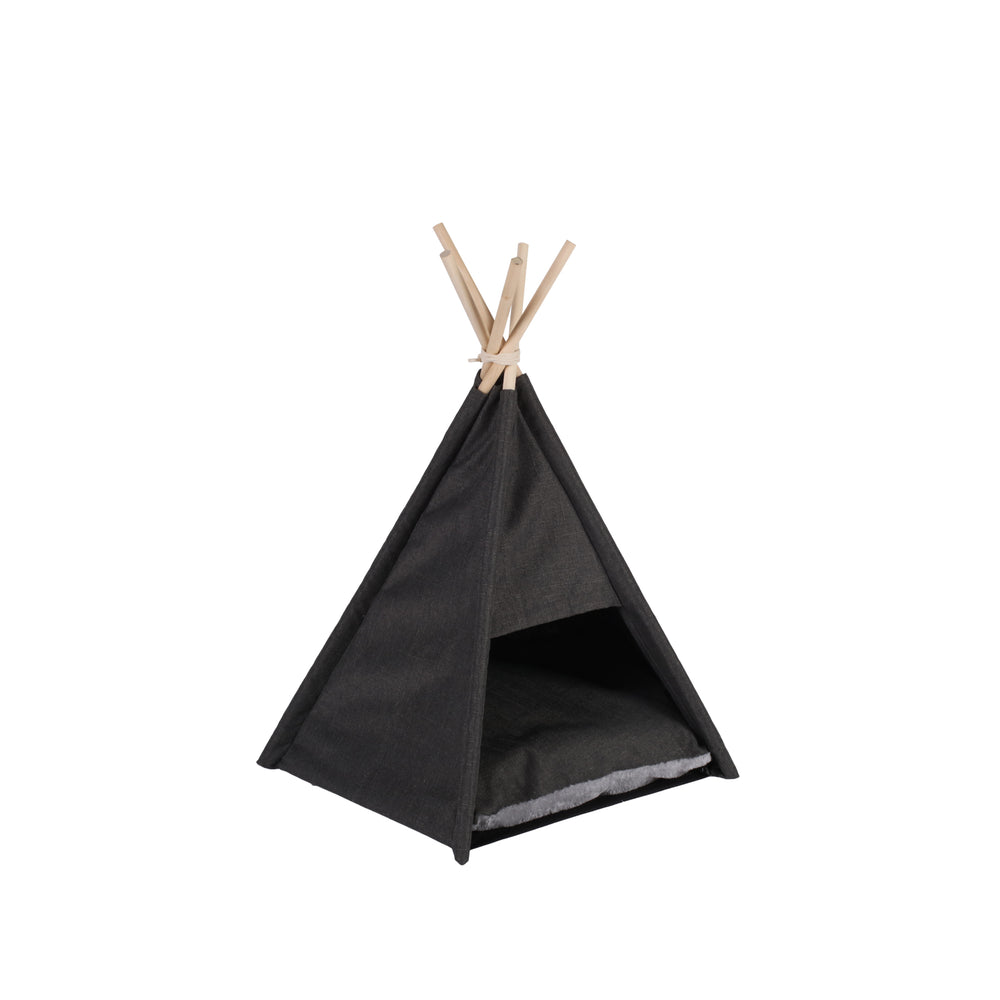 Charlie&#39;s Premium Faux Linen Pet Teepee Tent Charcoal Extra Large