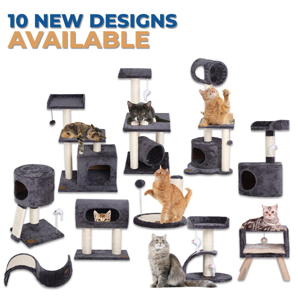Charlie&#39;s Tunnel 3-Tier Cat Tree with Mouse Toy Charcoal