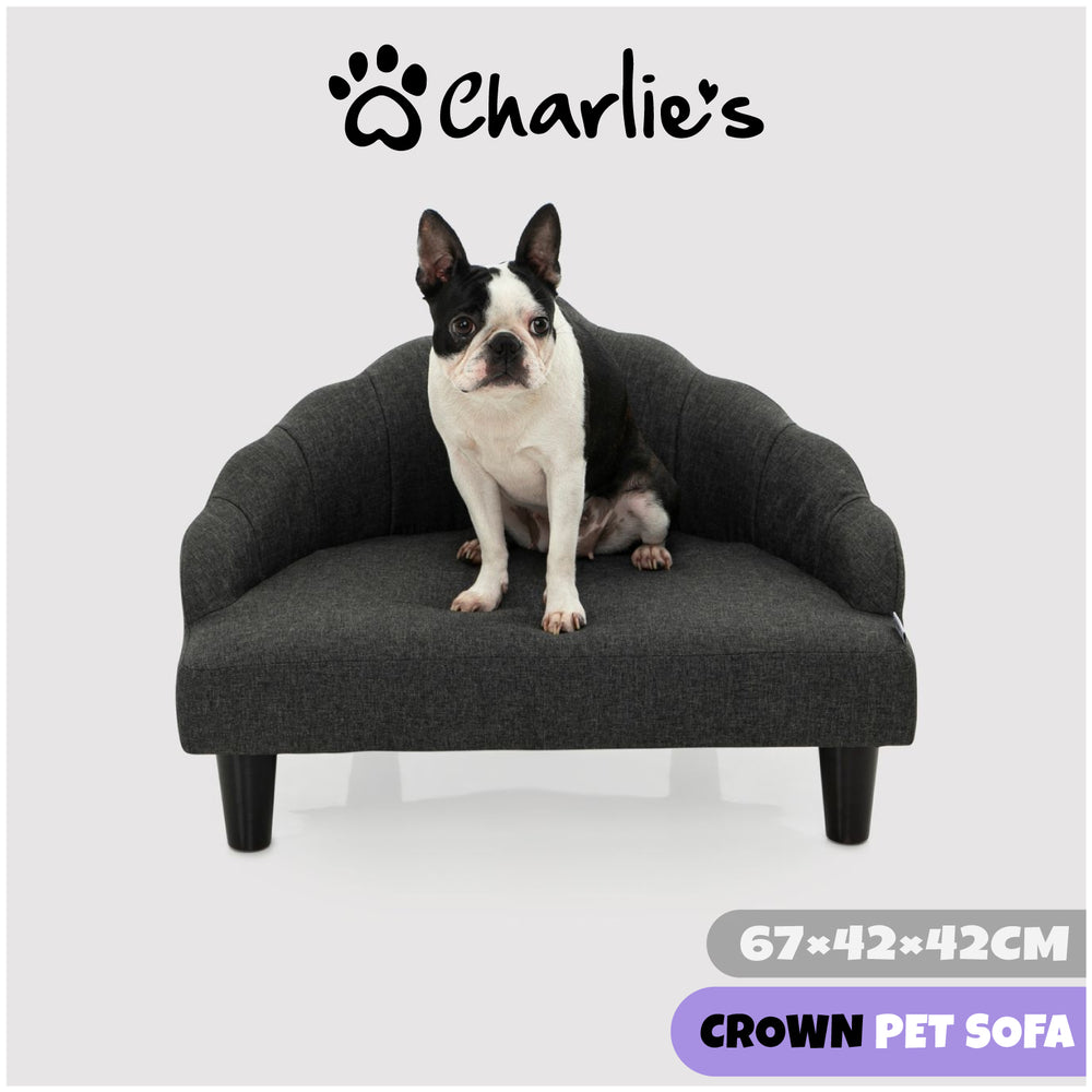 Charlie&#39;s Crown Elevated Pet Sofa Bed Charcoal