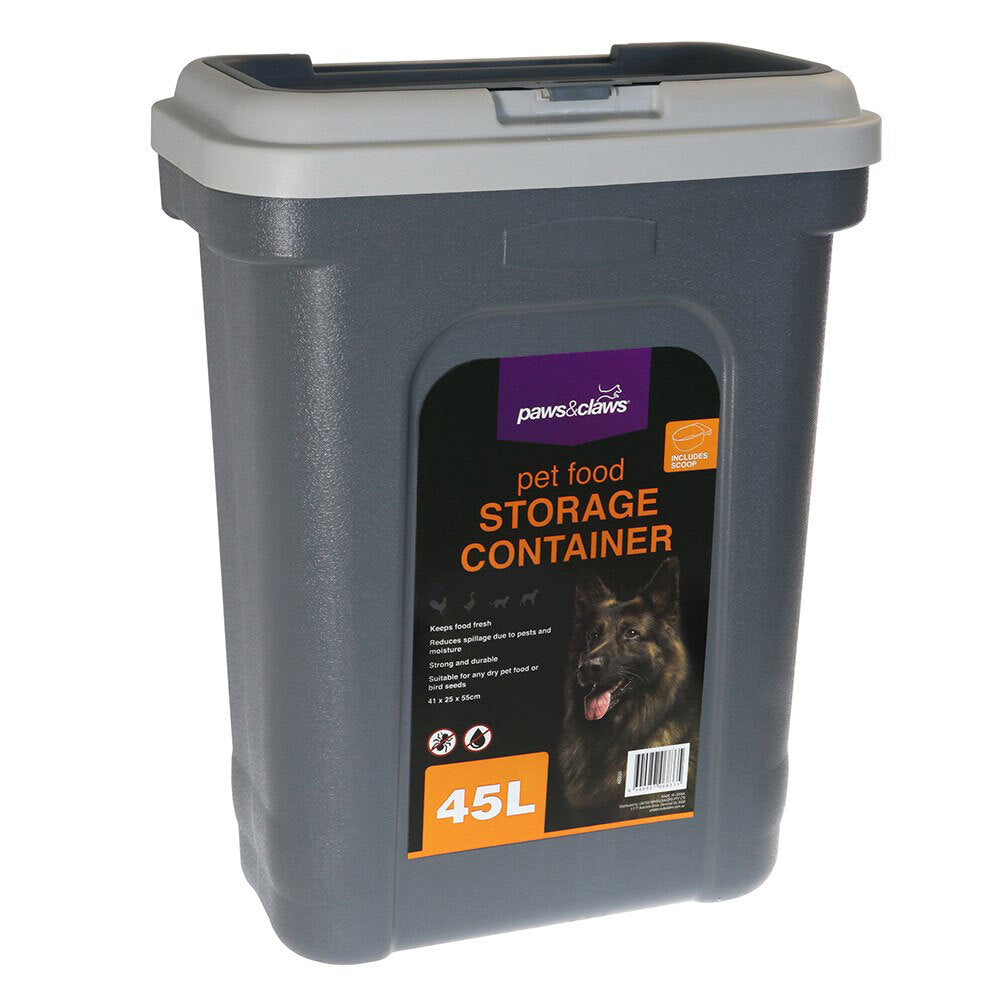 2PK Paws &amp; Claws 45L Pet Food Storage Container w/ Scoop 55x41x25cm