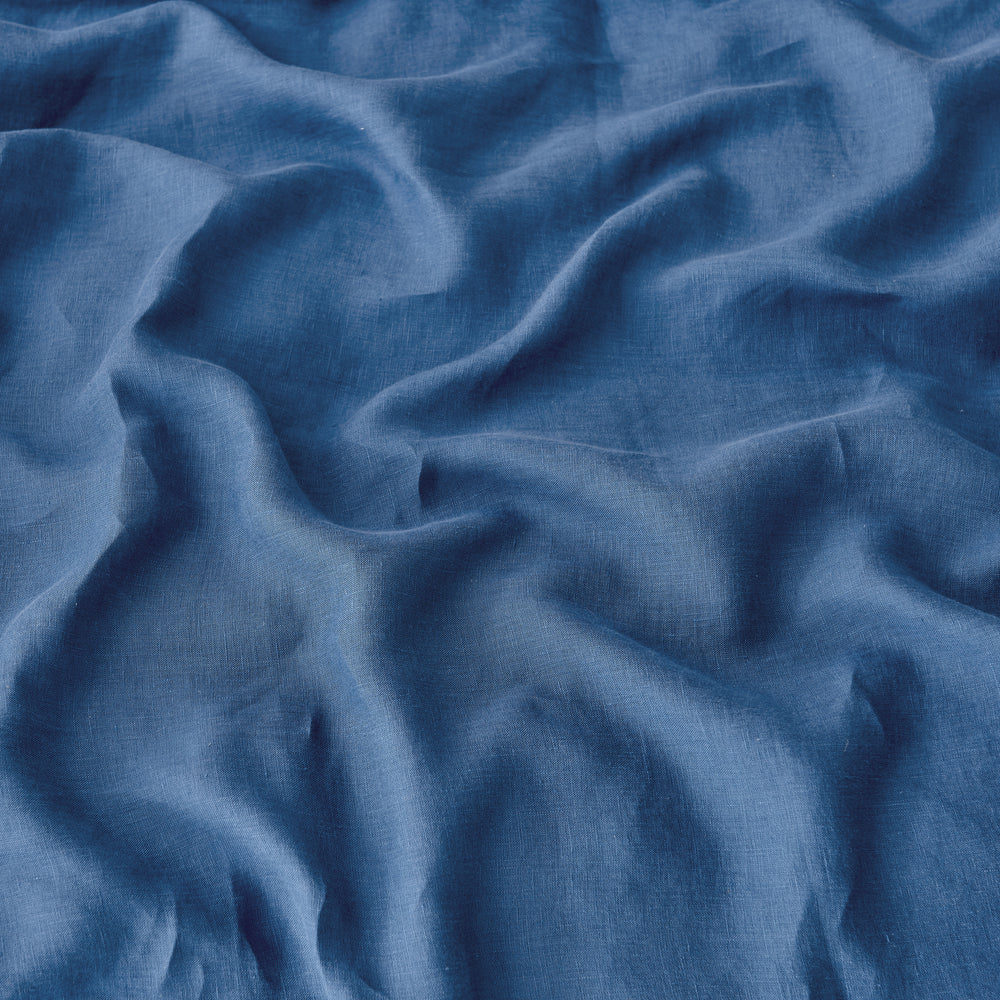 Natural Home Linen 100% European Flax Linen Quilt Cover Set - Deep Blue - Single Bed