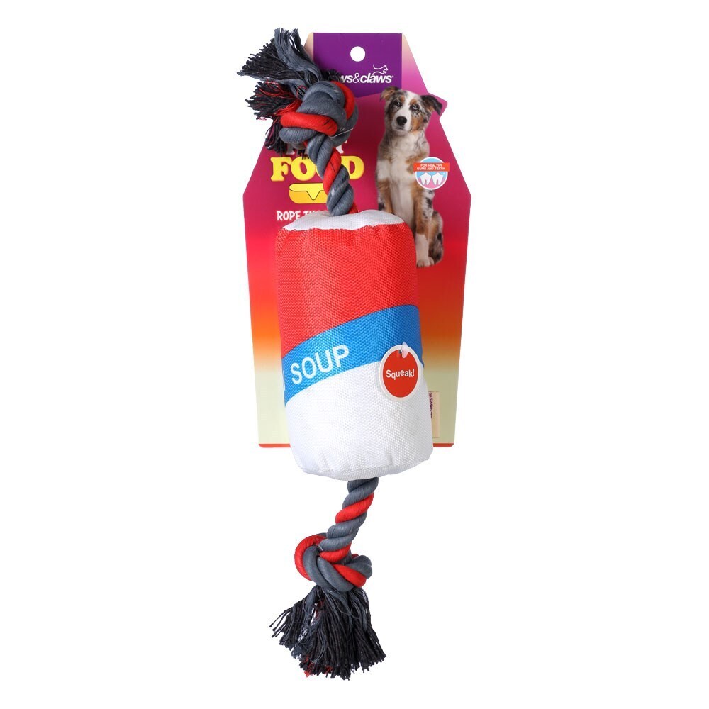 Paws &amp; Claws Fast Food Rope Tugger Toy 40x10cm Assorted