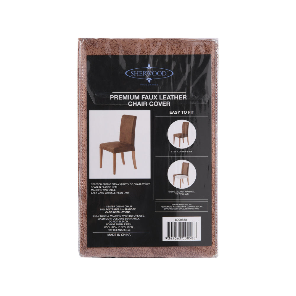 Sherwood Home Premium Faux Leather Light Brown Dining Chair Cover