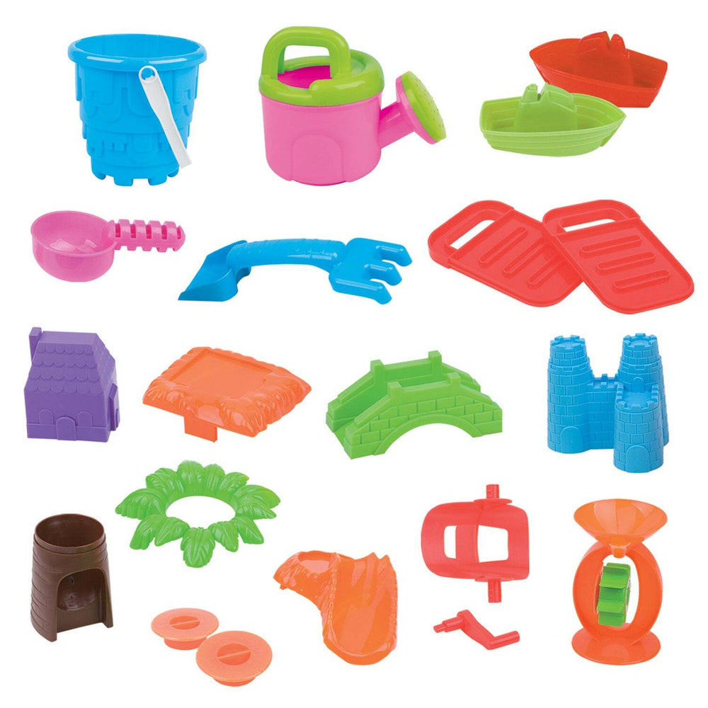 GEM TOYS Children&#39;s 2-in-1 Sand &amp; Water Table, Includes 18 Play Accessories