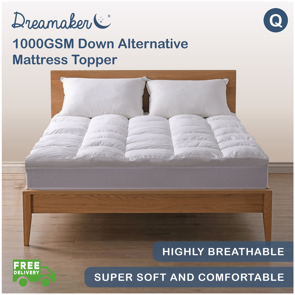 Dreamaker 1000GSM Down Alternative Mattress Topper Queen Bed