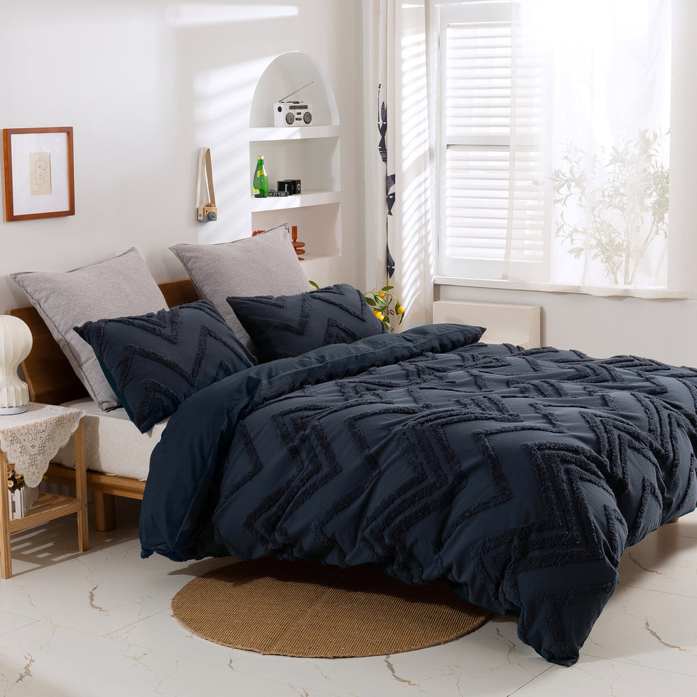 Dreamaker Cotton Vintage Washed Tufted Quilt Cover Set - Molly - Double Bed