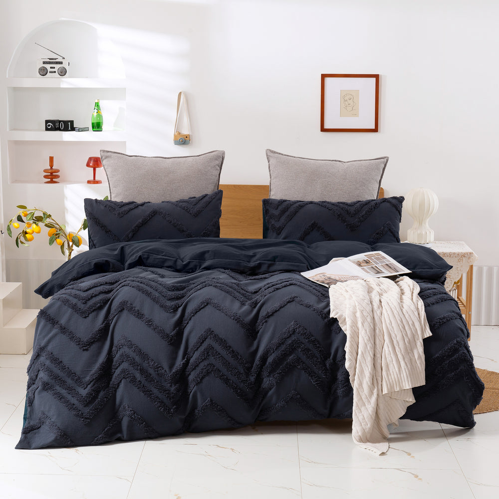 Dreamaker Cotton Vintage Washed Tufted Quilt Cover Set - Molly - Double Bed