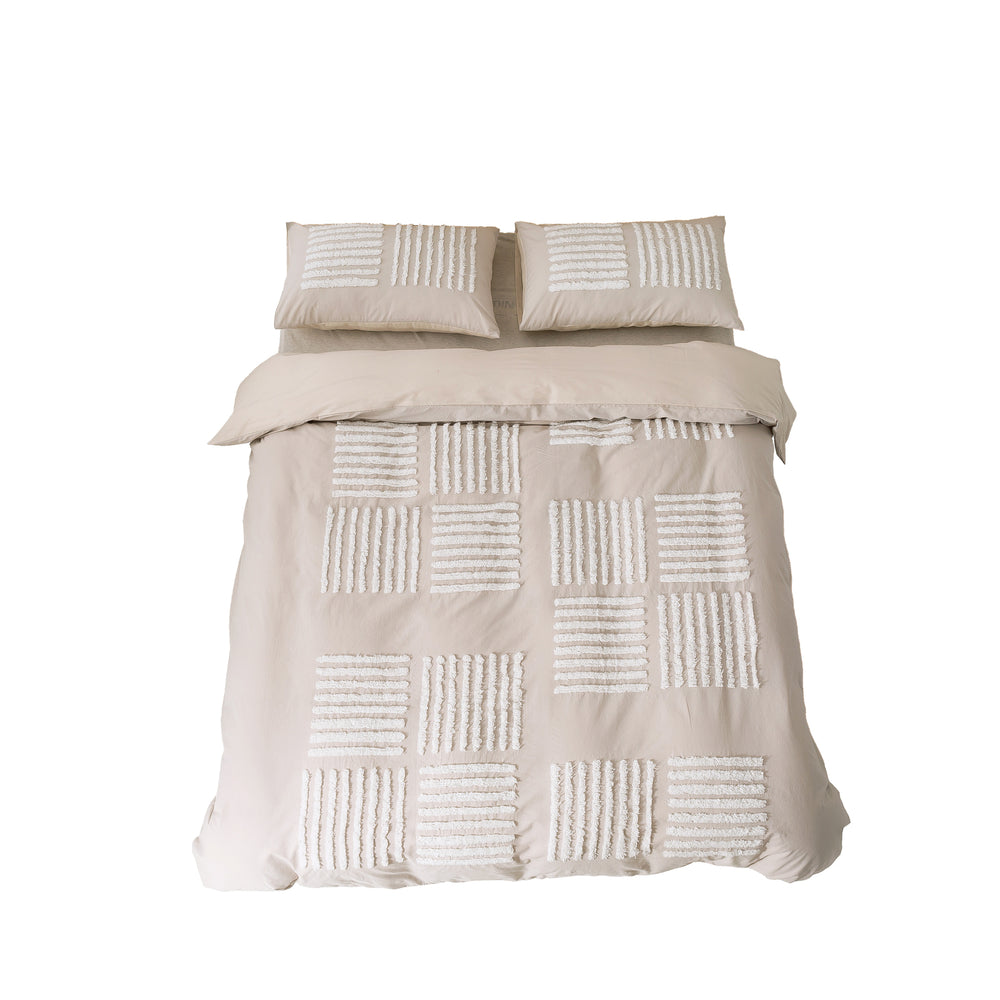Dreamaker Cotton Vintage Washed Tufted Quilt Cover Set - Salma - King Bed