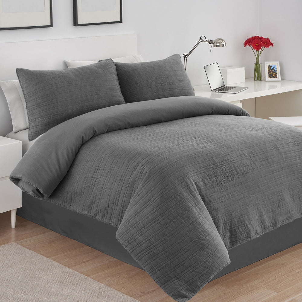 Dreamaker Premium Hazel Quilted Sandwashed Quilt Cover Set - Queen Bed