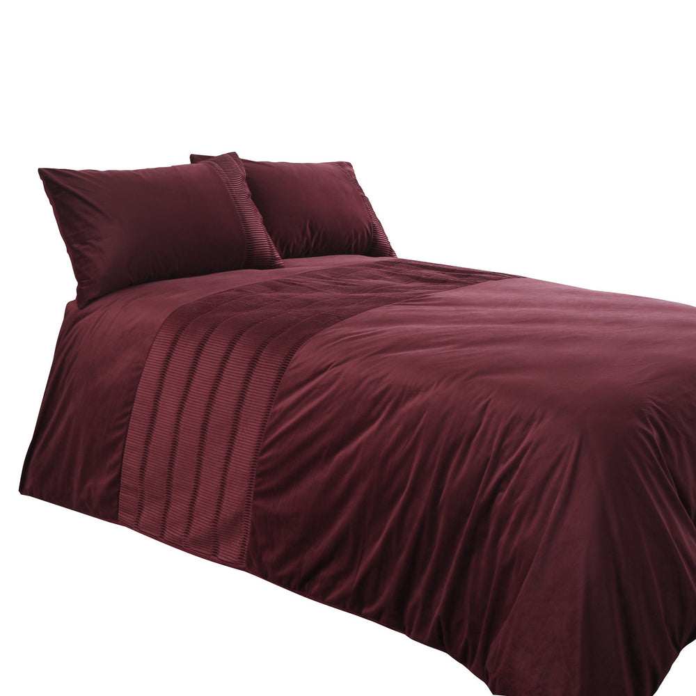 Dreamaker Ripple Velvet Quilt Cover Set Super King Bed Red Wine