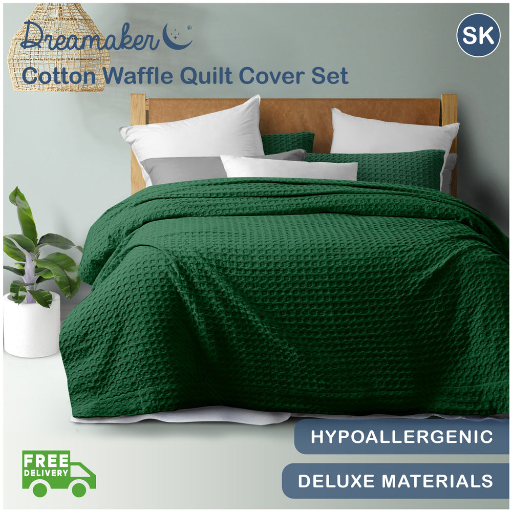 Dreamaker Cotton Waffle Quilt Cover Set Super King Bed Eden