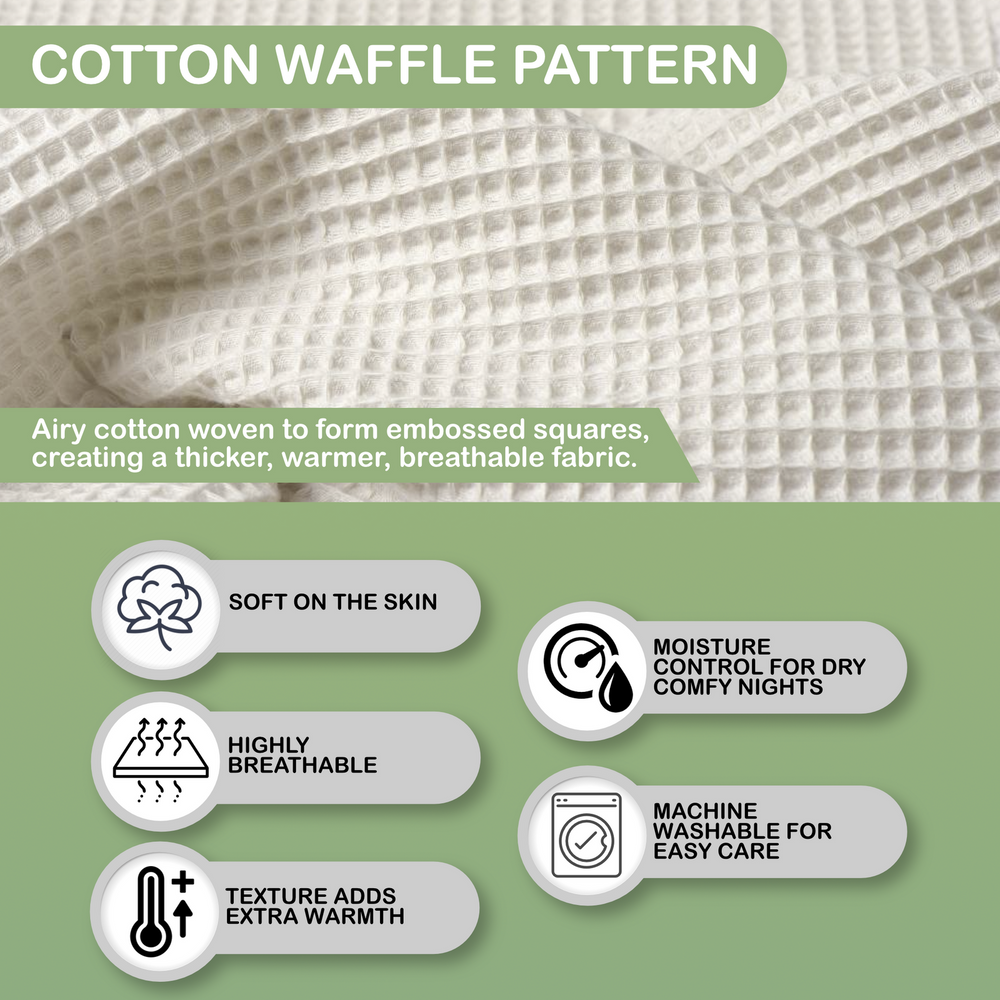 Dreamaker Reversible Cotton Waffle Jersey Knit Quilt Cover Set Double Bed Latte
