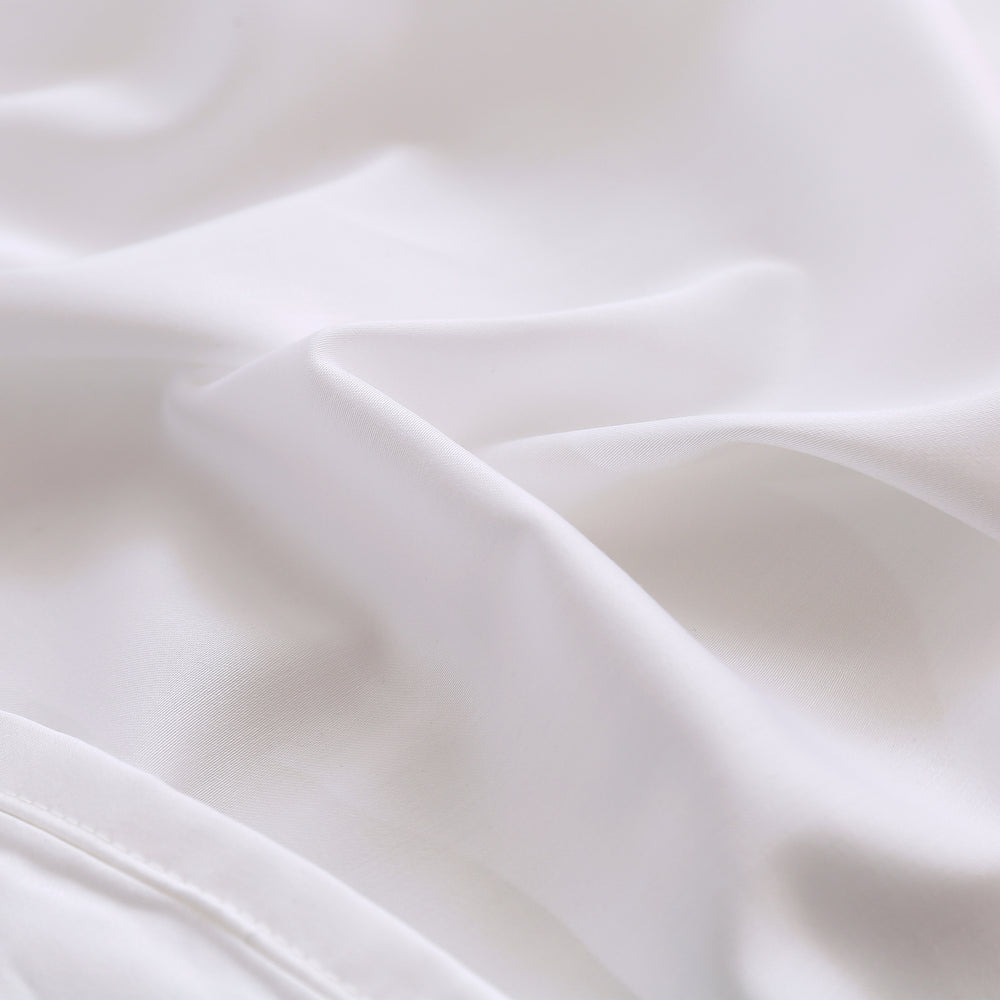 Serene 400TC Bamboo Cotton Blend Sateen Sheet Set WHITE Double Bed