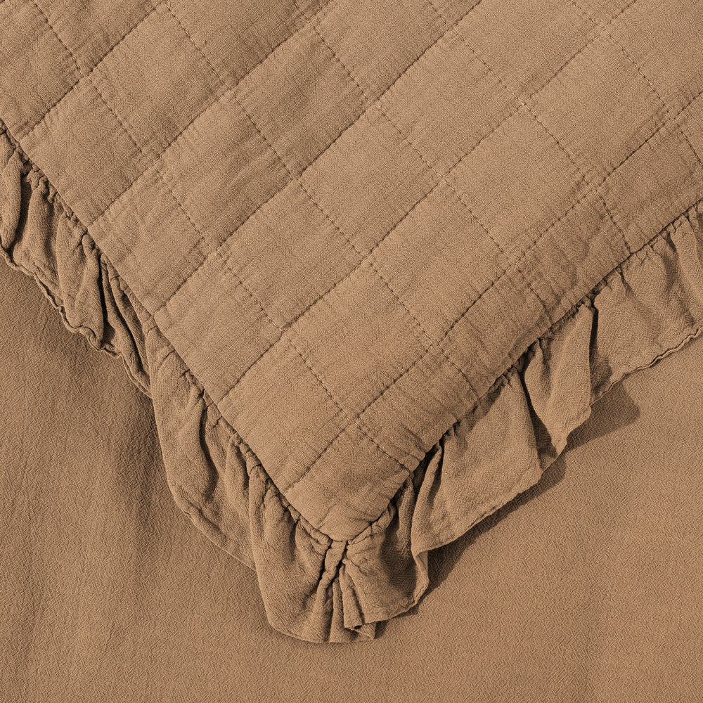 Dreamaker Premium Quilted Sand Wash Quilt Cover Set Rust King Bed