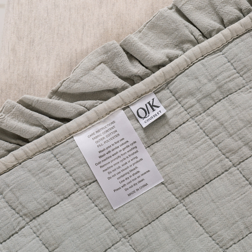 Dreamaker Premium Quilted Sand Wash Quilt Cover Set Super King Bed Dove Grey