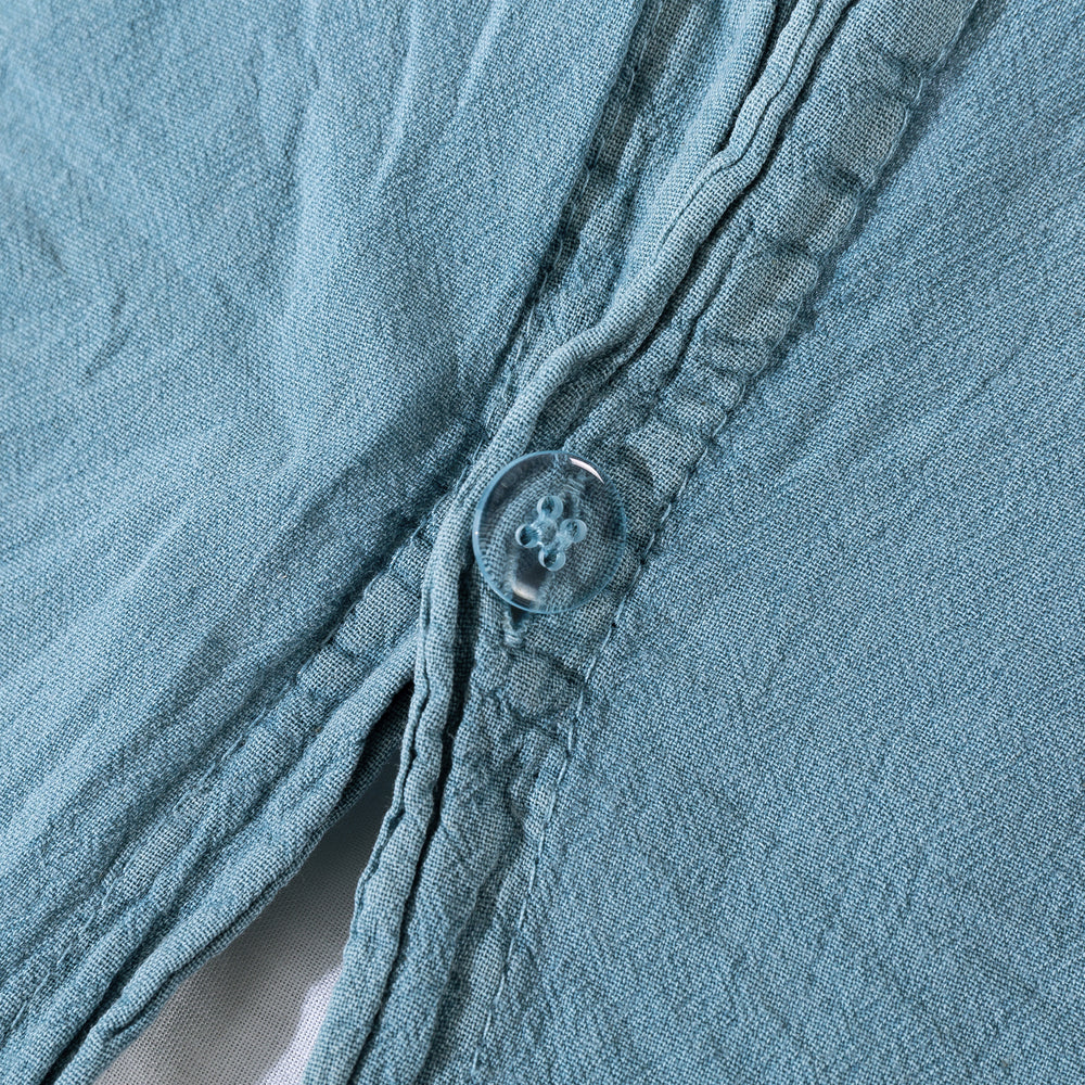 Dreamaker Premium Quilted Sandwash Quilt Cover Set Super King Bed Dusty Blue