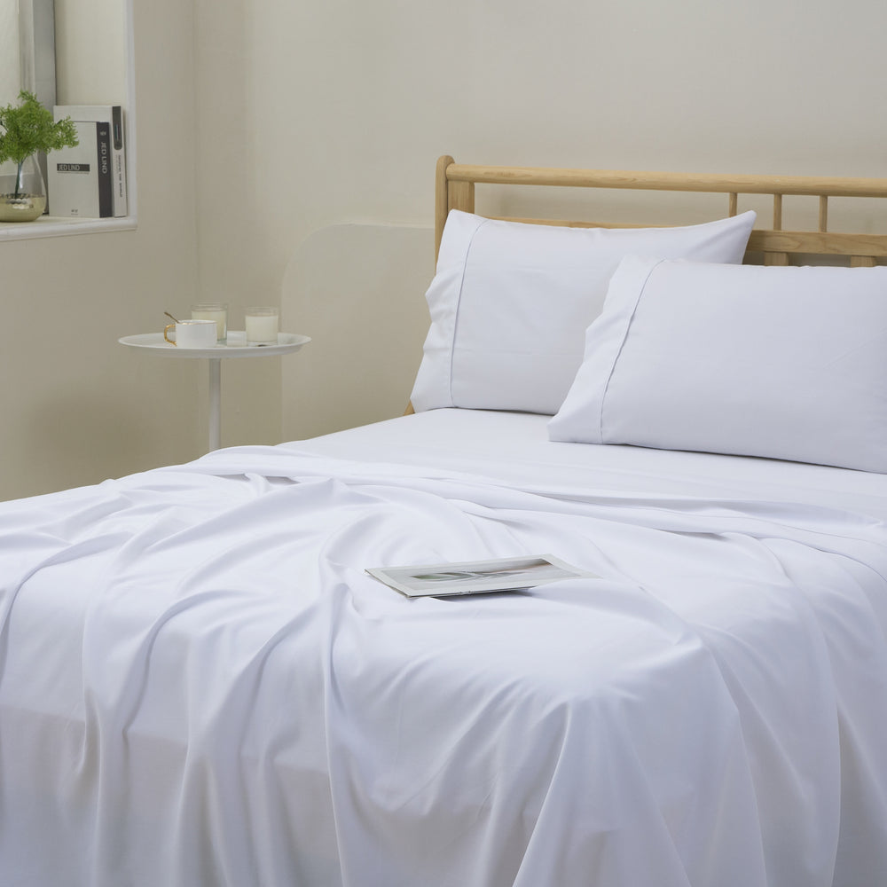 Dreamaker 1500TC Cotton Rich Sateen Sheet Set White Double Bed