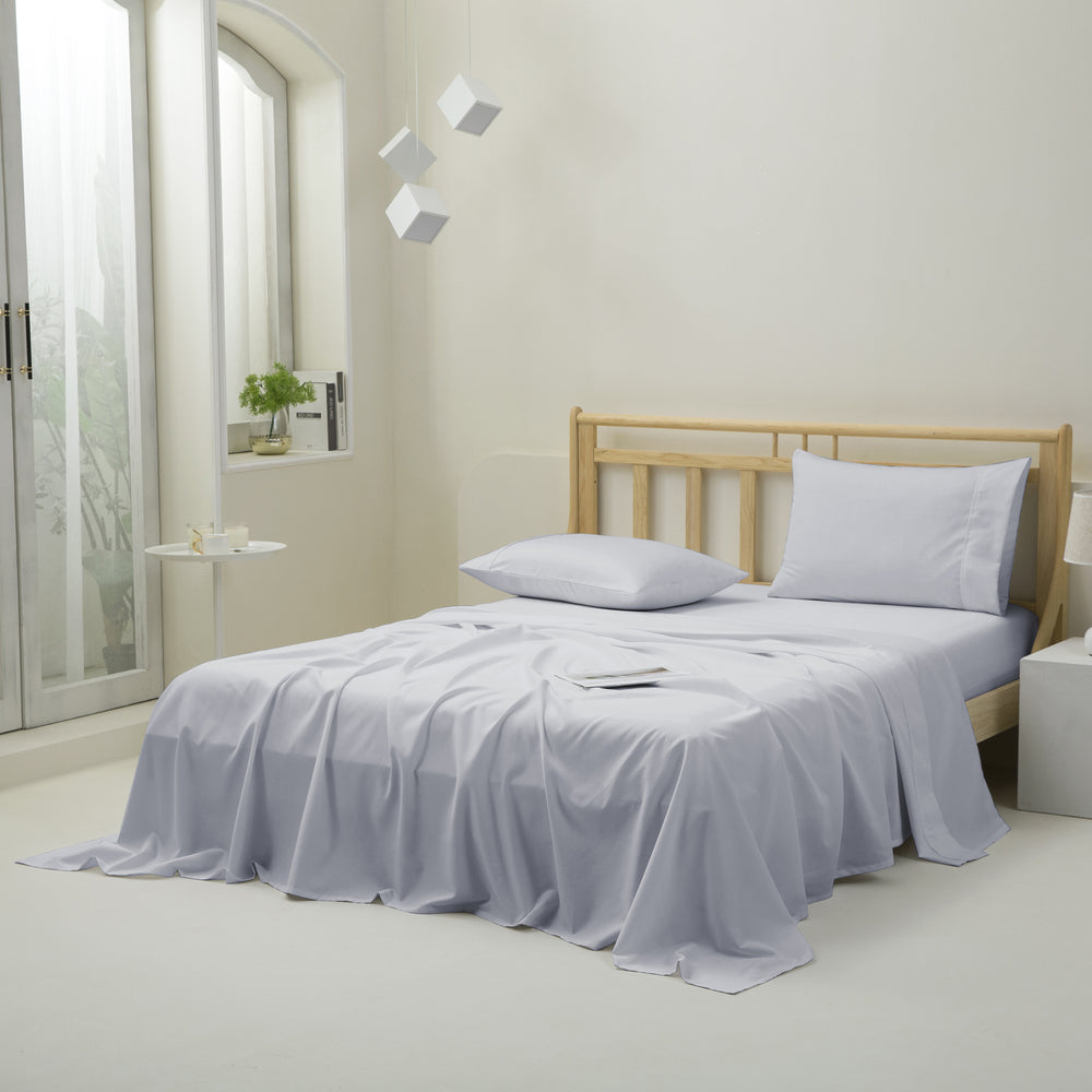 Dreamaker 1500TC Cotton Rich Sateen Sheet Set Dove Grey Super King Bed