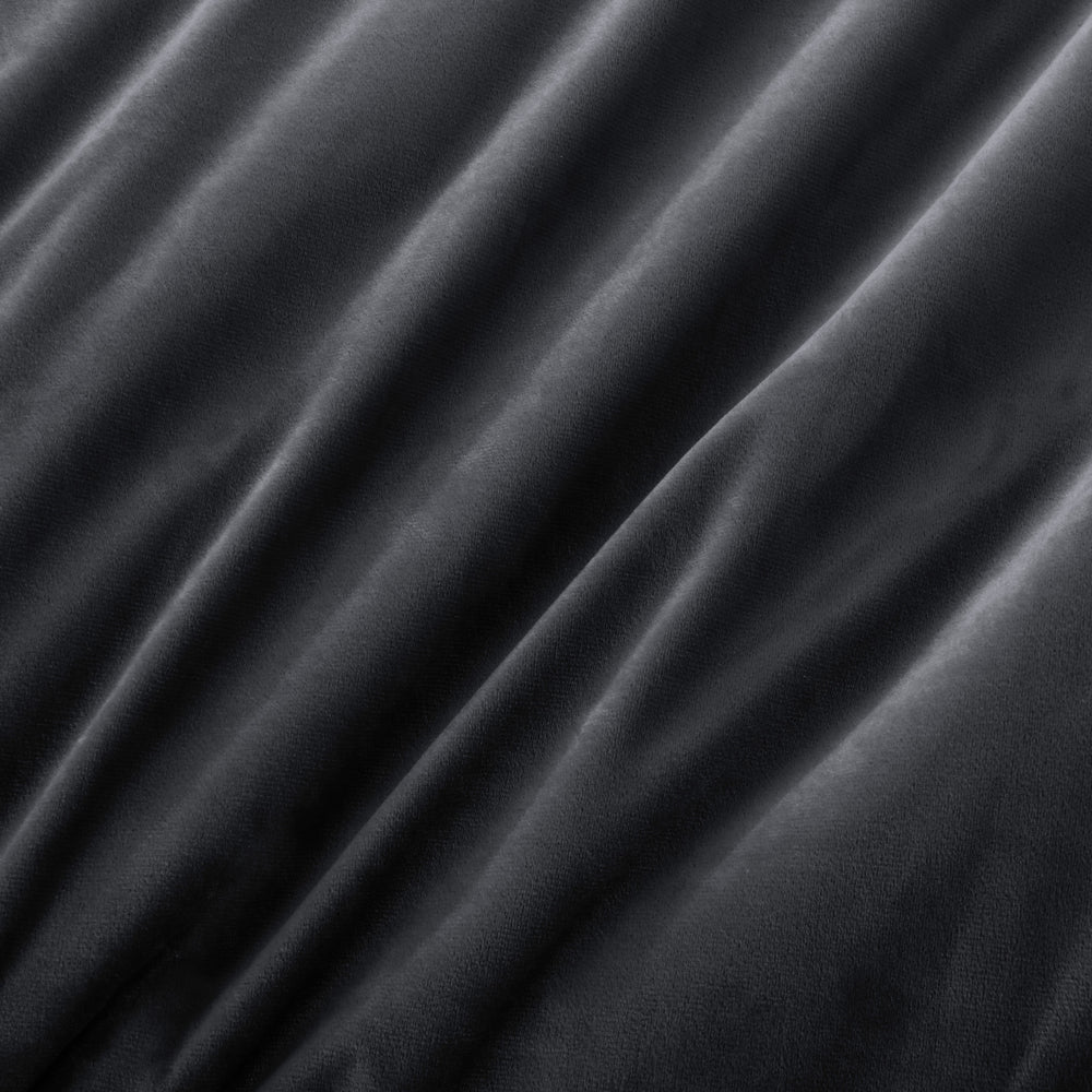 Dreamaker Ripple Poly Velvet Charcoal Quilt Cover Set King Bed