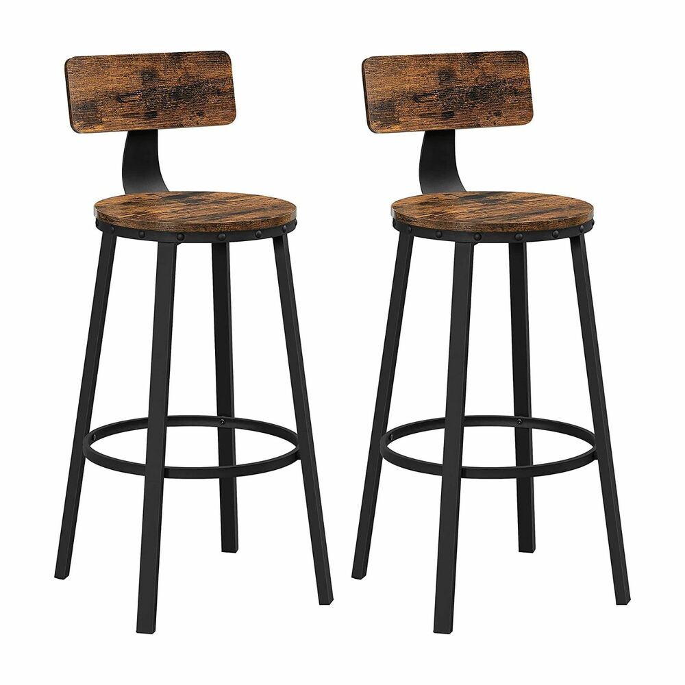 Vasagle 2 Set Barstools Kitchen Wooden Dining Chairs Bar Stools with Backrest LBC026B01V1
