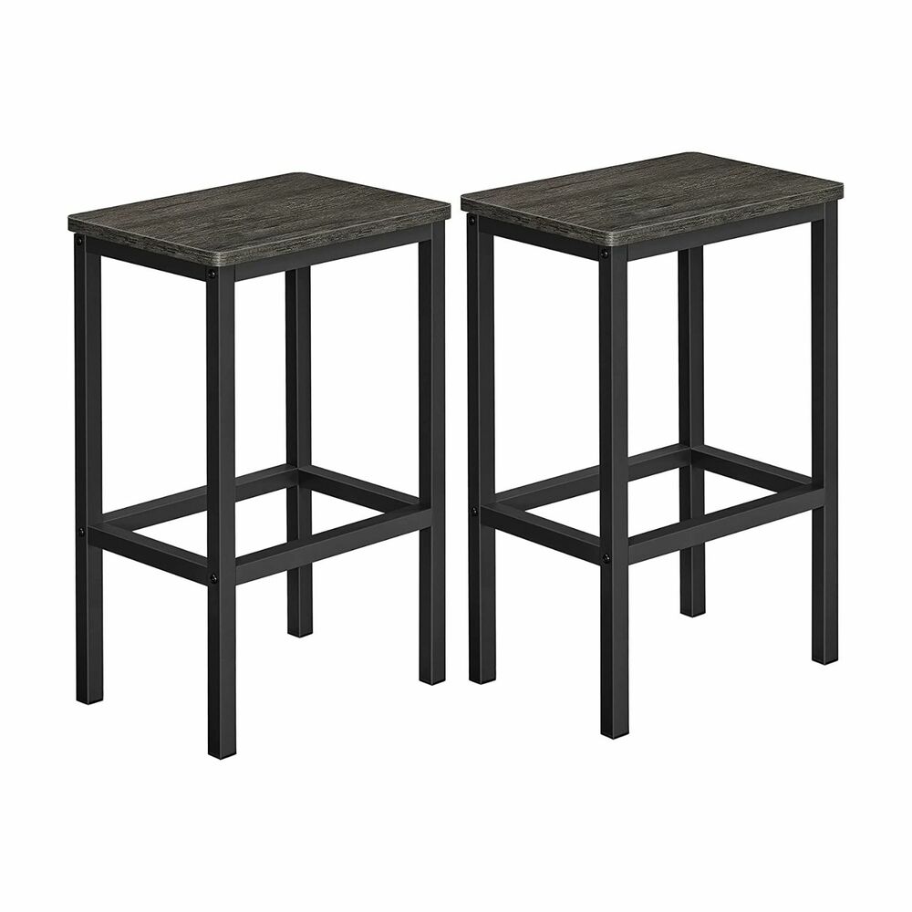 VASAGLE Bar Stools Set of 2 Bar Chairs Charcoal Gray
