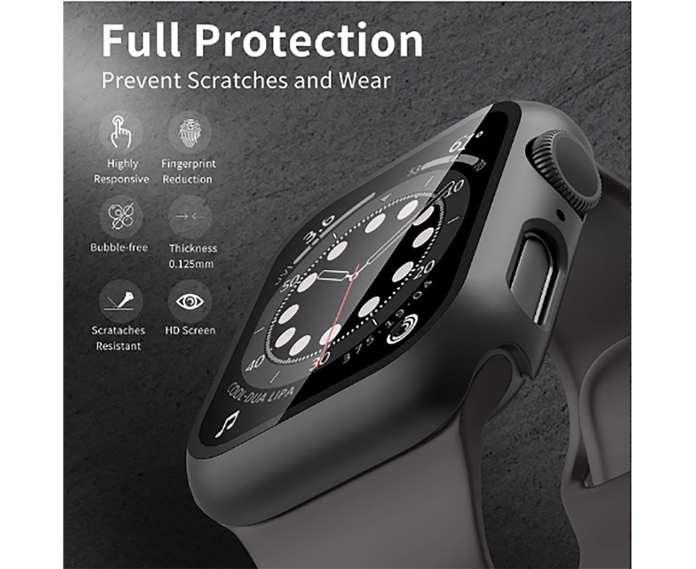 Apple Watch Tempered Glass Case 360 Full Cover 44mm Black
