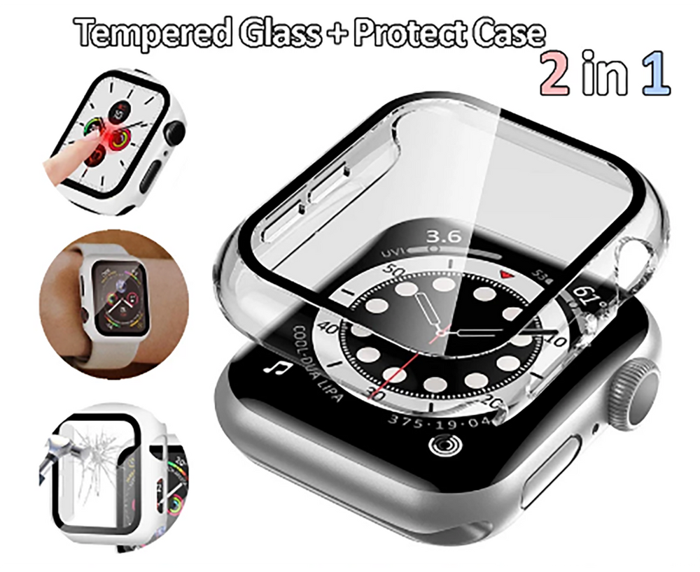 Apple Watch Tempered Glass Case 360 Full Cover 44mm Clear
